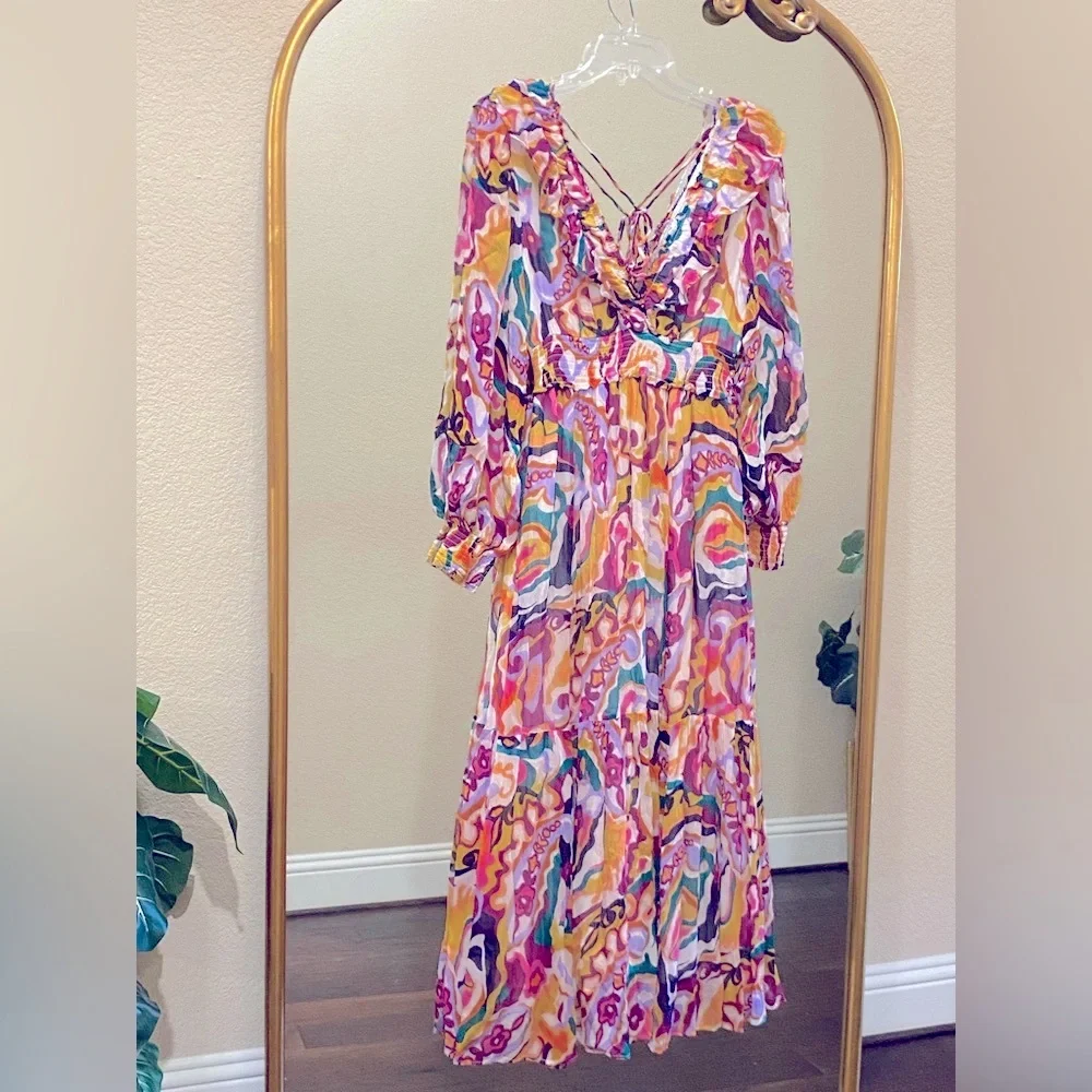 Anthropologie The Marais Printed Chiffon Maxi Dress Size 3X - Picture 12 of 14